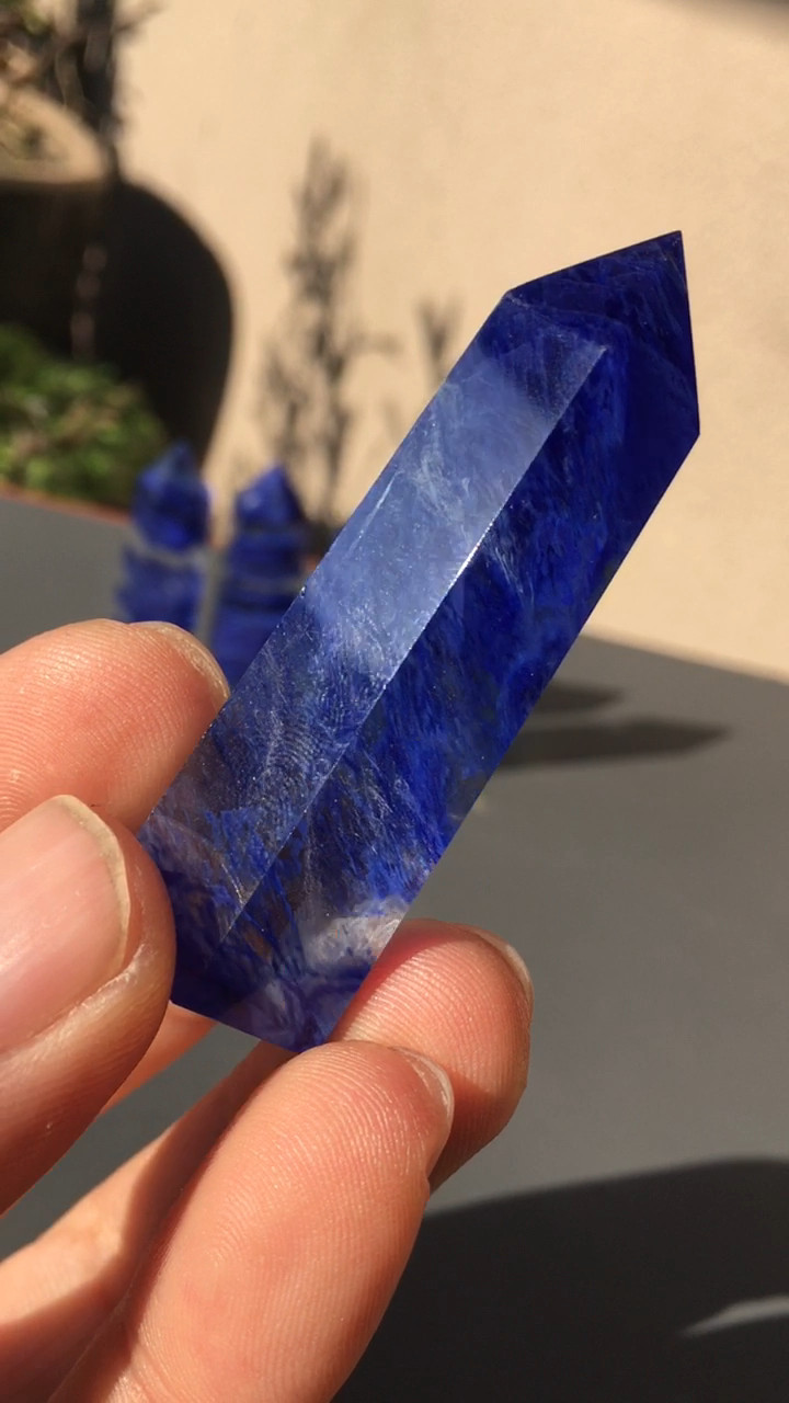 5pcs Lot 2”+ Blue Smelting Quartz Crystal Point Healing Obelisk Wands Tower