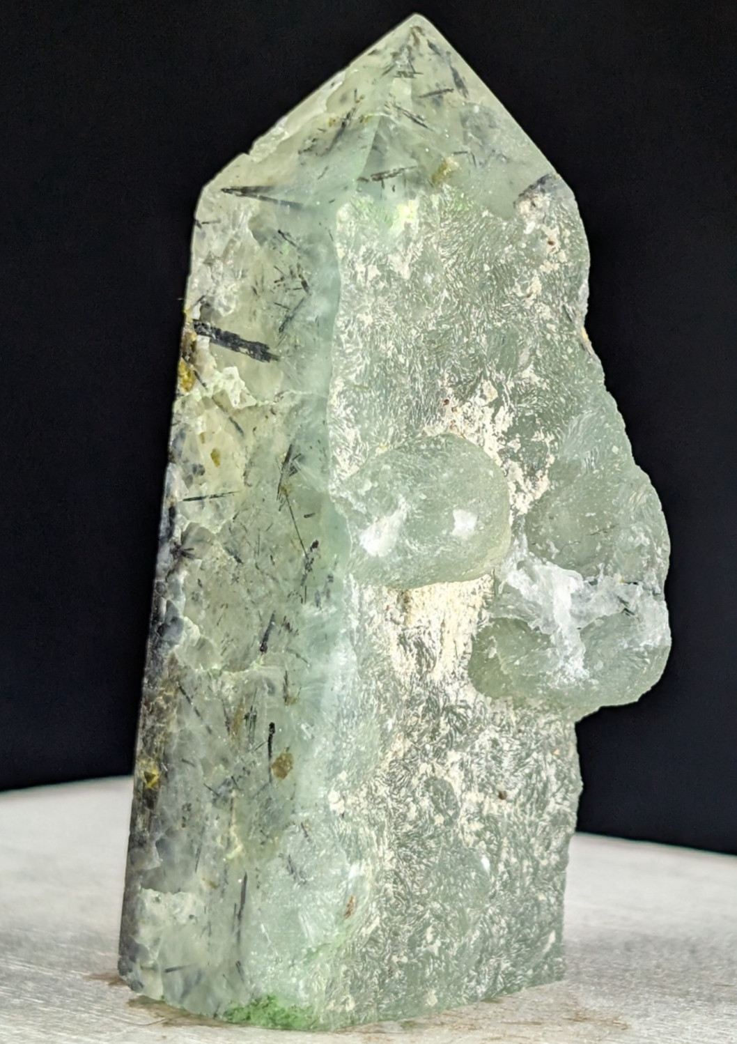Prehnite Tower Point Crystal Raw Side Gemstone Wand Chakra