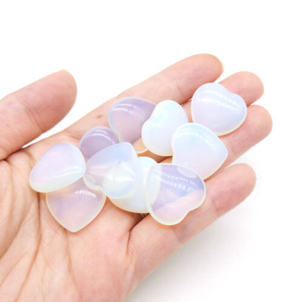 40 PCS 20mm Natural Crystal Quartz Carved Heart Shaped Healing Love Gemstones **