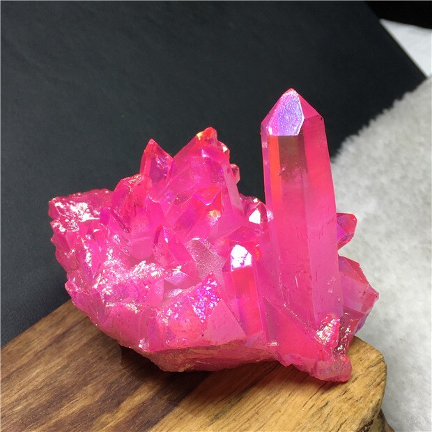 80-100g Titanium Aura Angel Hot Pink Crystal Healing Cluster Geode Rocks Gifts
