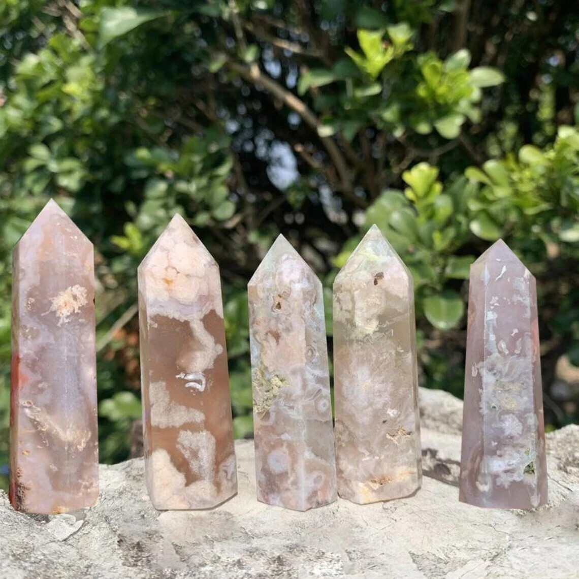 Wholesale Lot 1 Lb Flower Agate Obelisk Tower Crystal Wand Energy Decoration