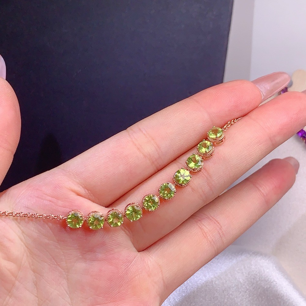 Natura exquisite peridot bracelet Gemstone jewelry S925 Silver Plated 18K Gold