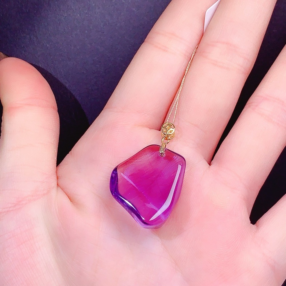 Natural Amethyst Pendant Necklace Gemstone Jewelry S925 Silver Plated 18K Gold