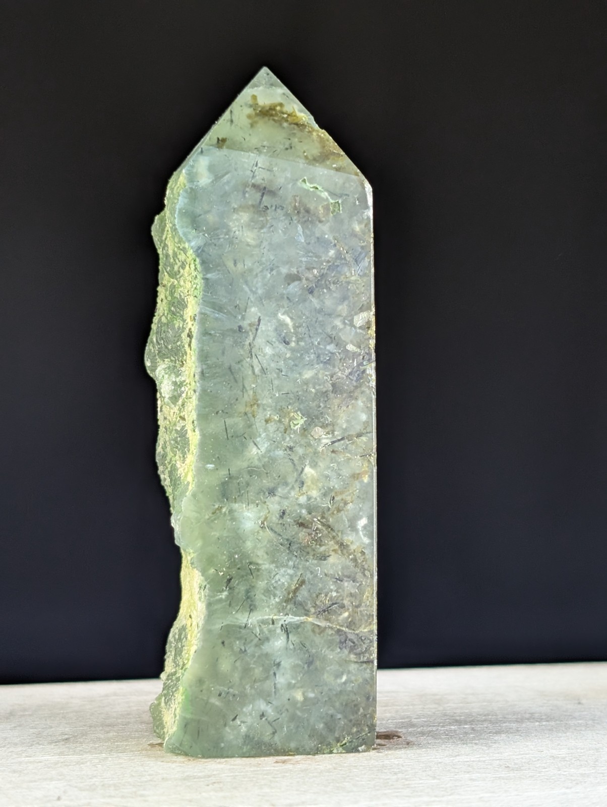 Prehnite Tower Point Crystal Raw Side Gemstone Chakra Reiki