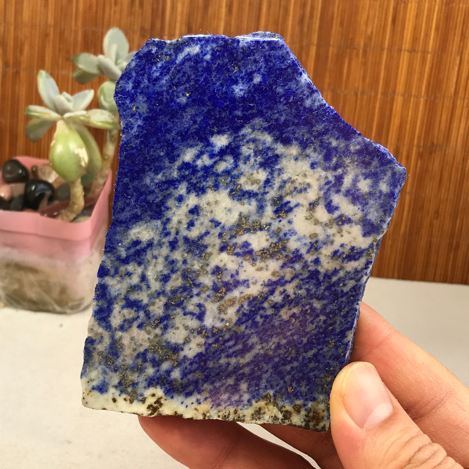 106-75-9mm Rare lapis lazuli Slab/Slice semi-precious stone specimen 149g A2912