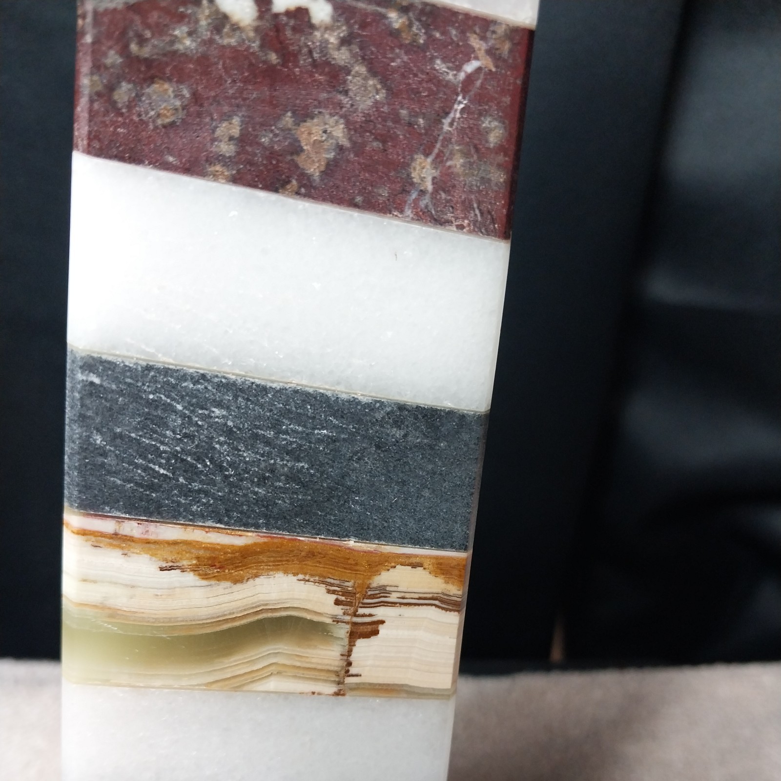 Natural muti stone layers Obelisk Tower Smooth Fully Polished 14″ 7 lb Real