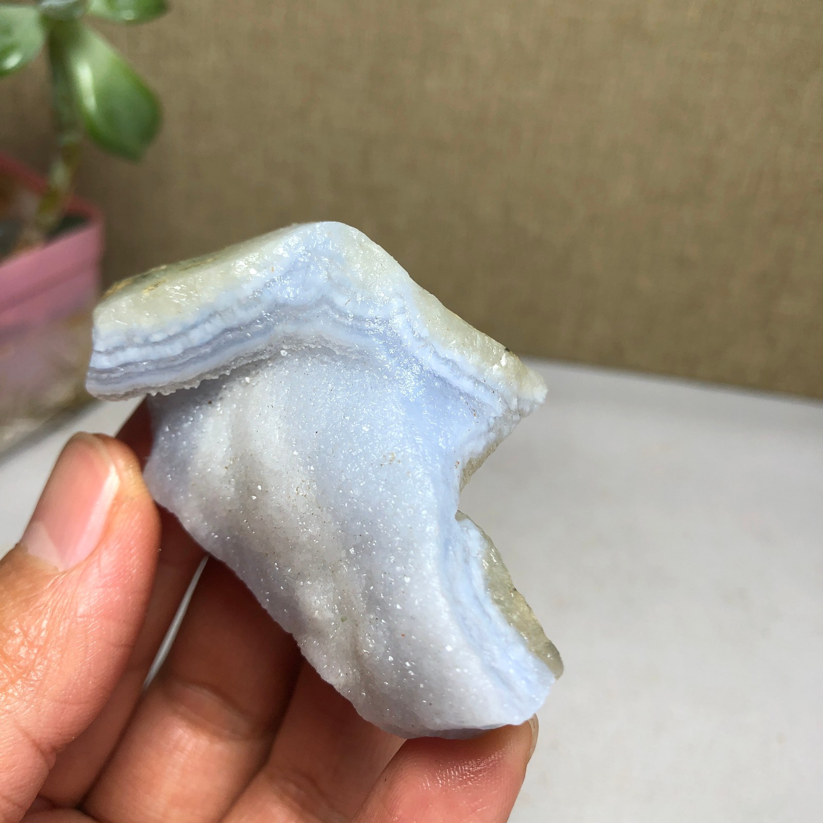 62-31-20mm Natural Blue chalcedony Crystal gemstone Rough Mineral Specimen A2162