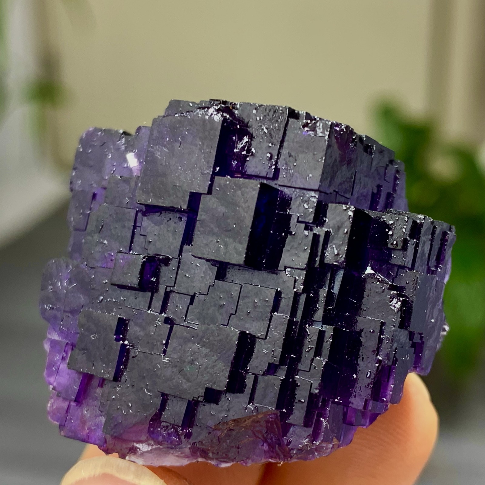 40G Natural purple framed cubic fluorite mineral specimen/Inner Mongolia