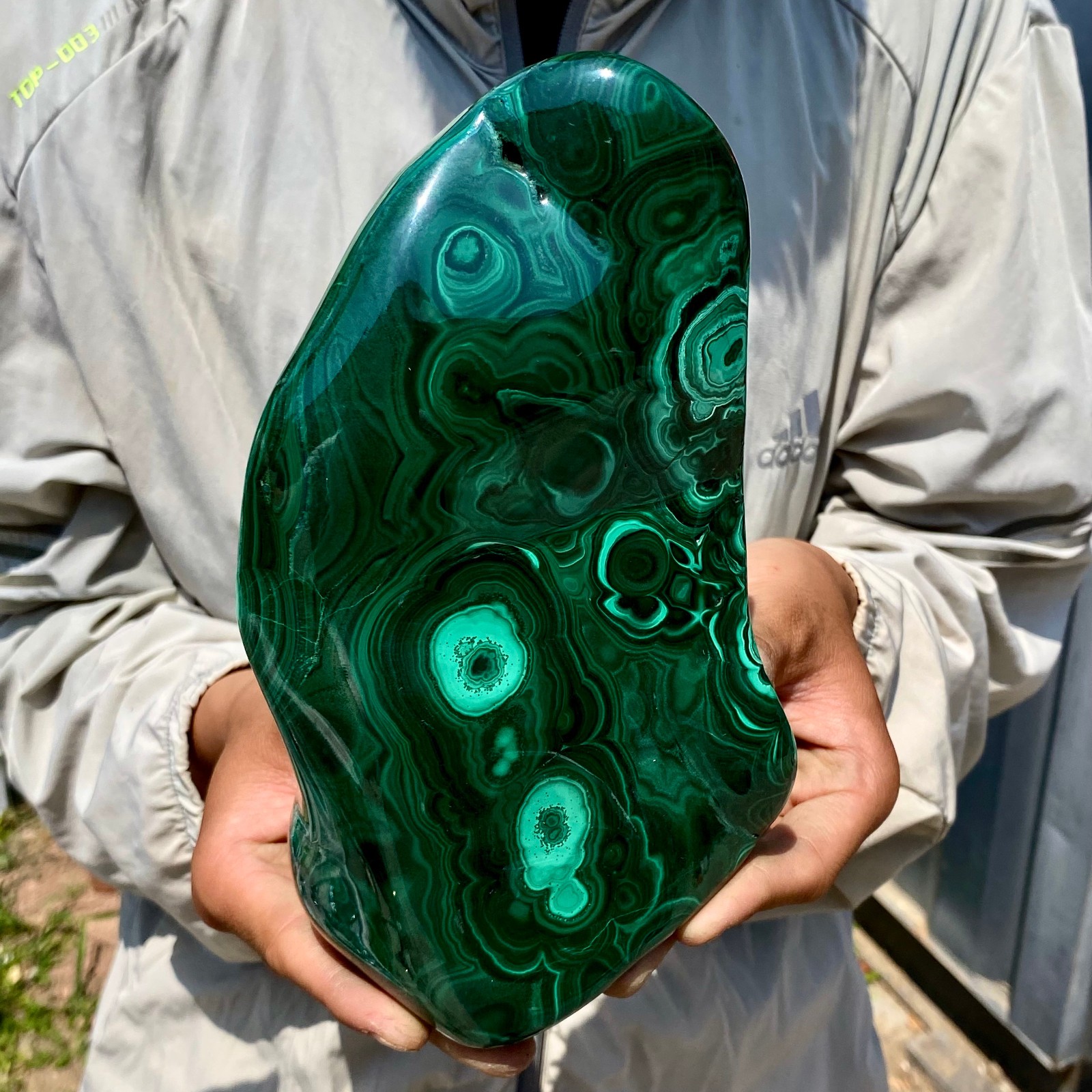 3.94LB Natural glossy Malachite transparent cluster rough mineral sample