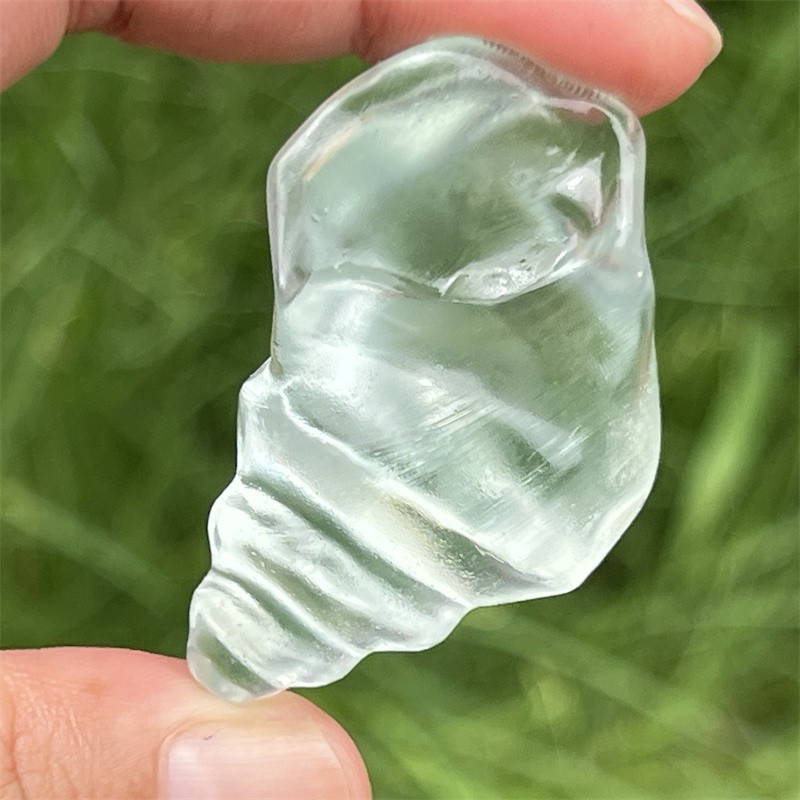 2″ Carved Blue smelting whelk skull quartz crystal skull Pendant Healing 1PC