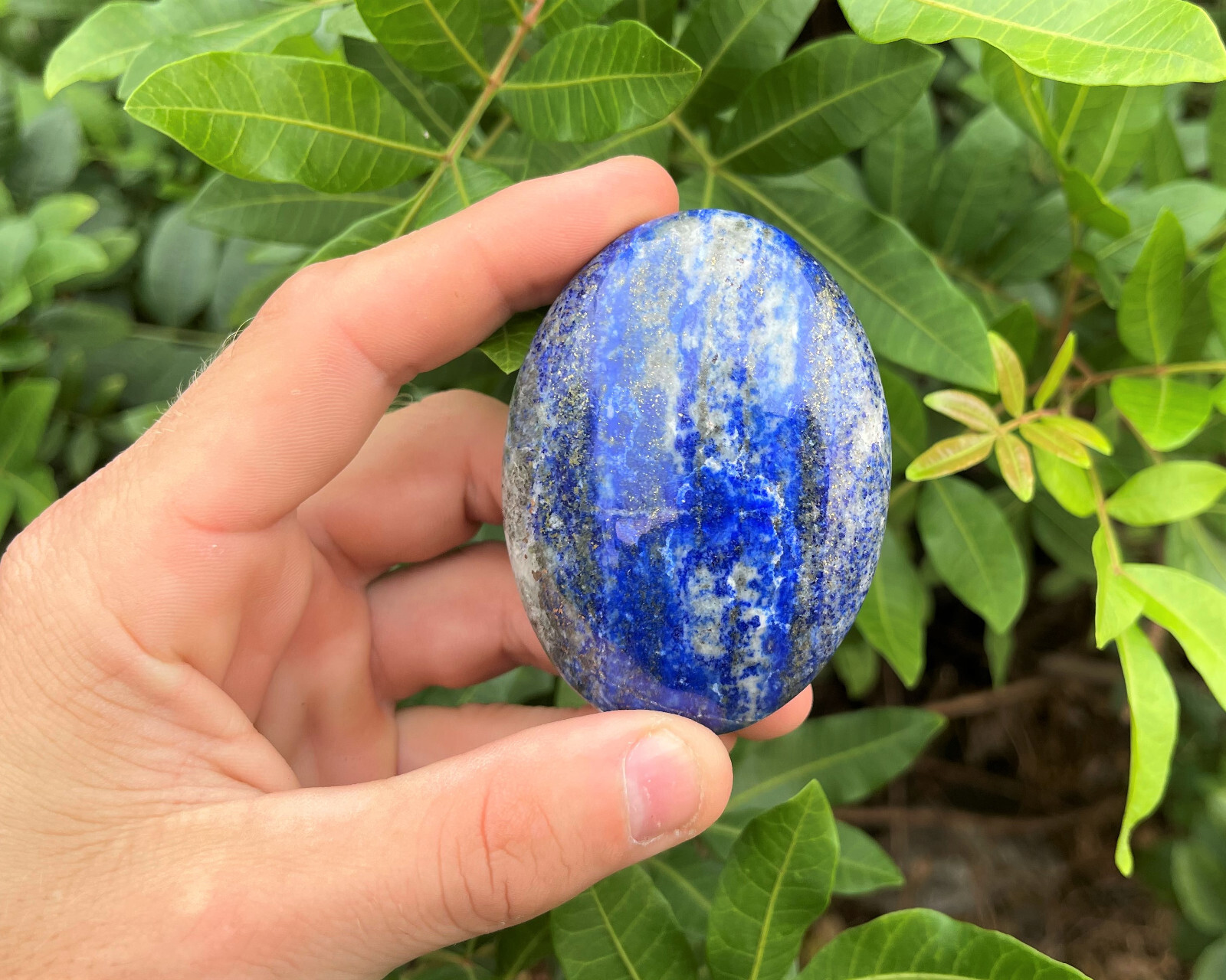 Lapis Palm Stone MEDIUM, 2.5 – 3″ (Lapis Lazuli Polished Gemstone Worry Stone)