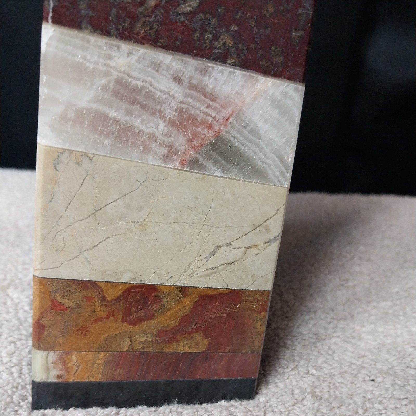 Natural muti stone layers Obelisk Tower Smooth Fully Polished 14″ 7 lb Real