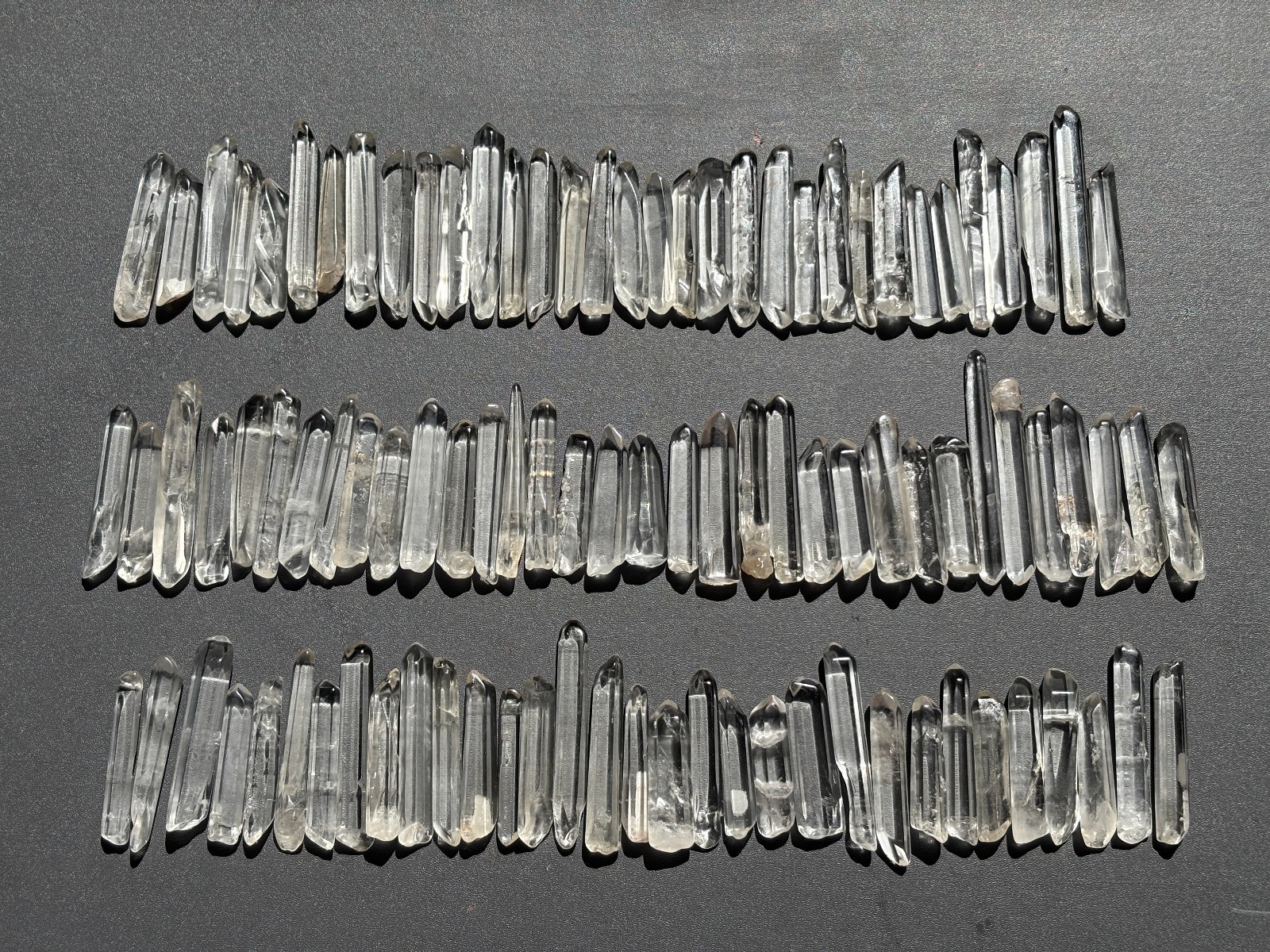 100pcs Bulk Thin Lemurian Polished Clear Quartz Crystal Points Wand Specimens
