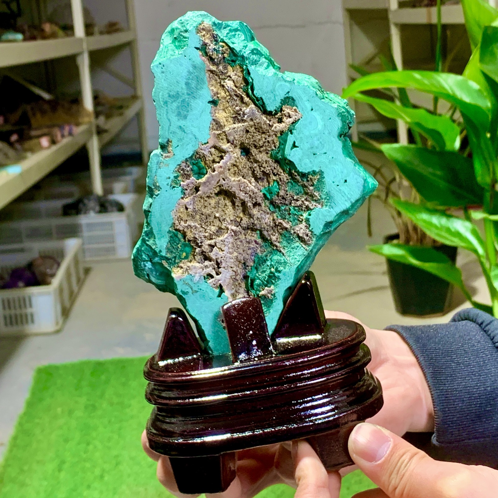 1.92LB Natural glossy Malachite transparent cluster rough mineral sample healing