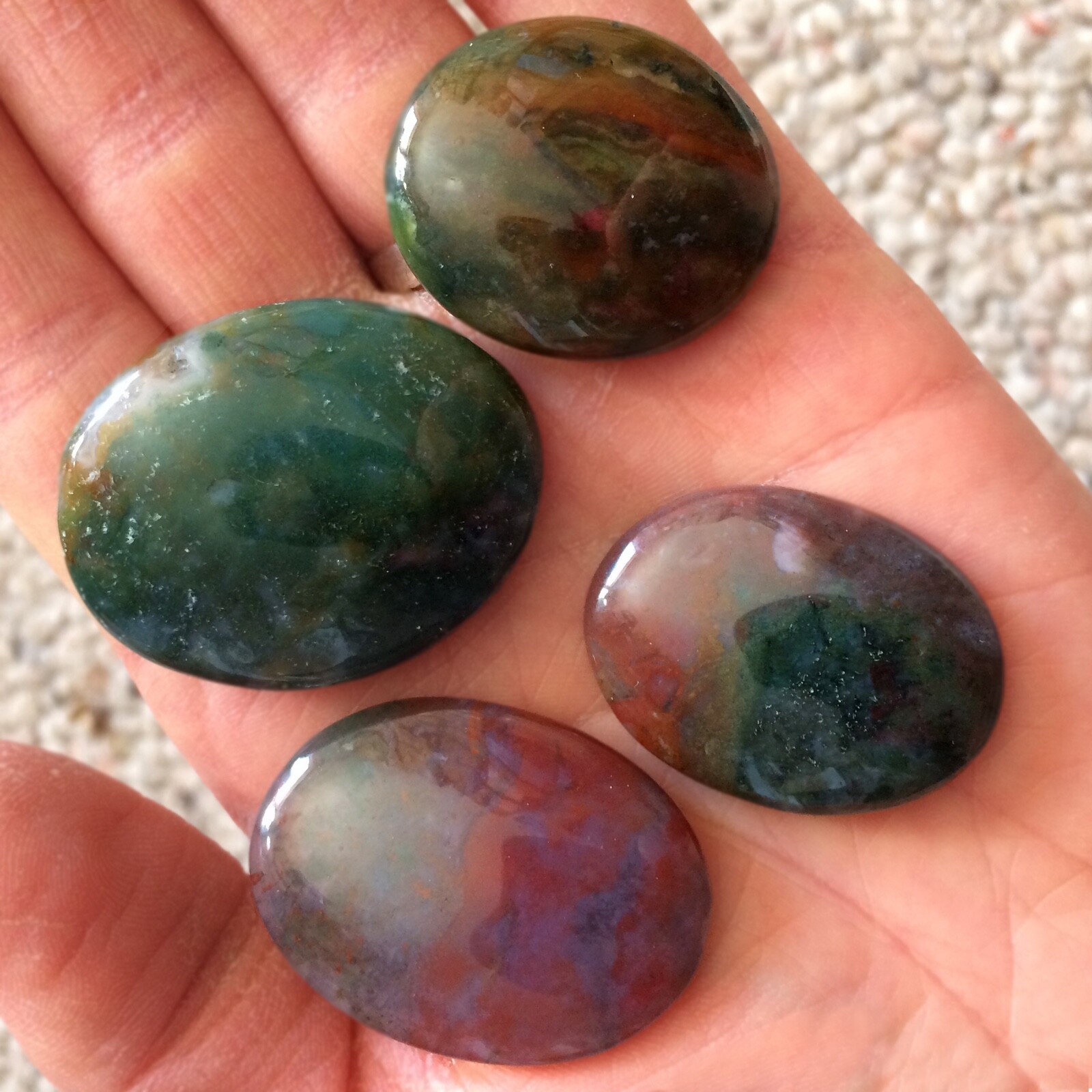 Natural Ocean Jasper Palm Stone Rock Crystal Healing Reiki Polished Worry Stone