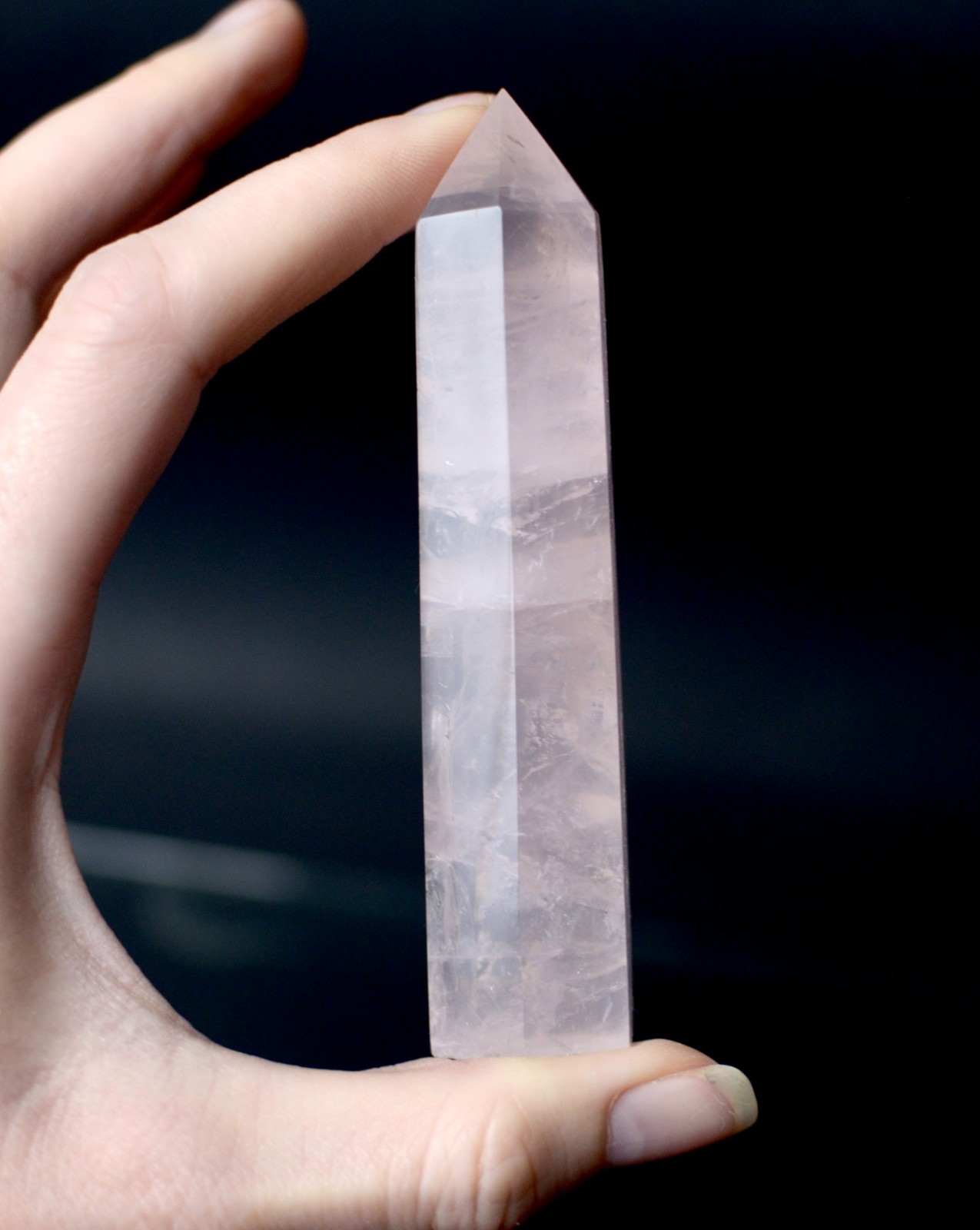 Mozambique Rose Quartz Tower | 4.5″ Luminous Blush Pink Crystal RQ202