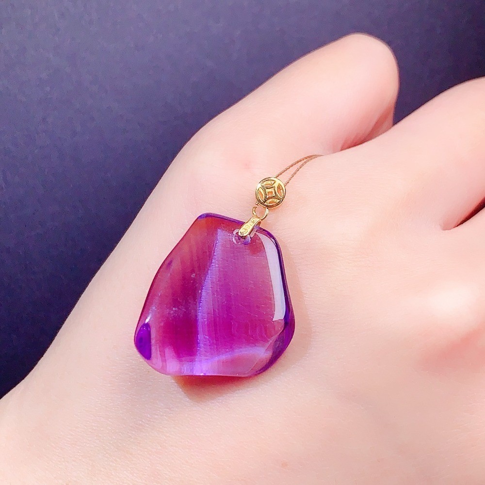 Natural Amethyst Pendant Necklace Gemstone Jewelry S925 Silver Plated 18K Gold