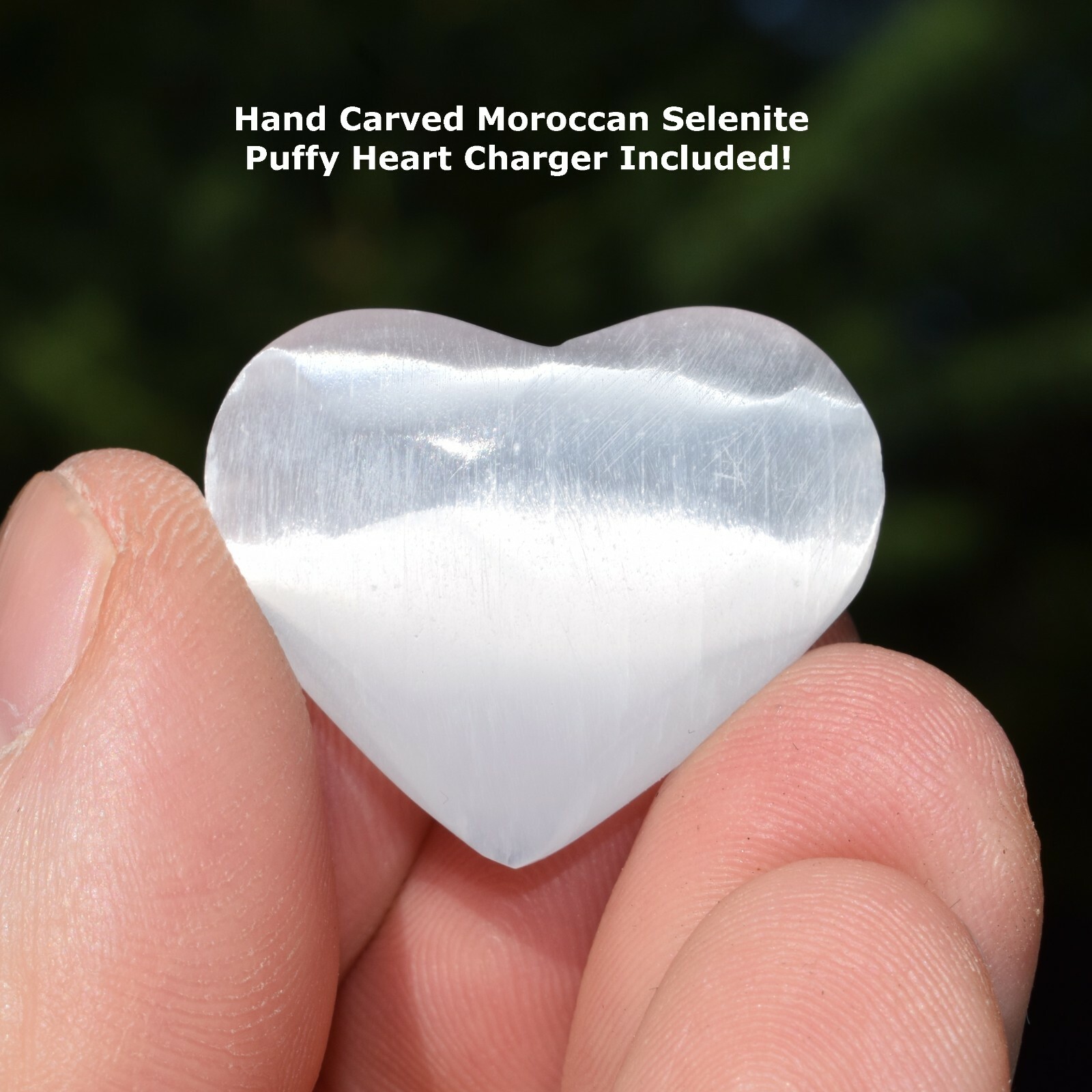 CHARGED 7 Chakra Selenite Crystal Stretchy Bracelet + Selenite Puffy Heart