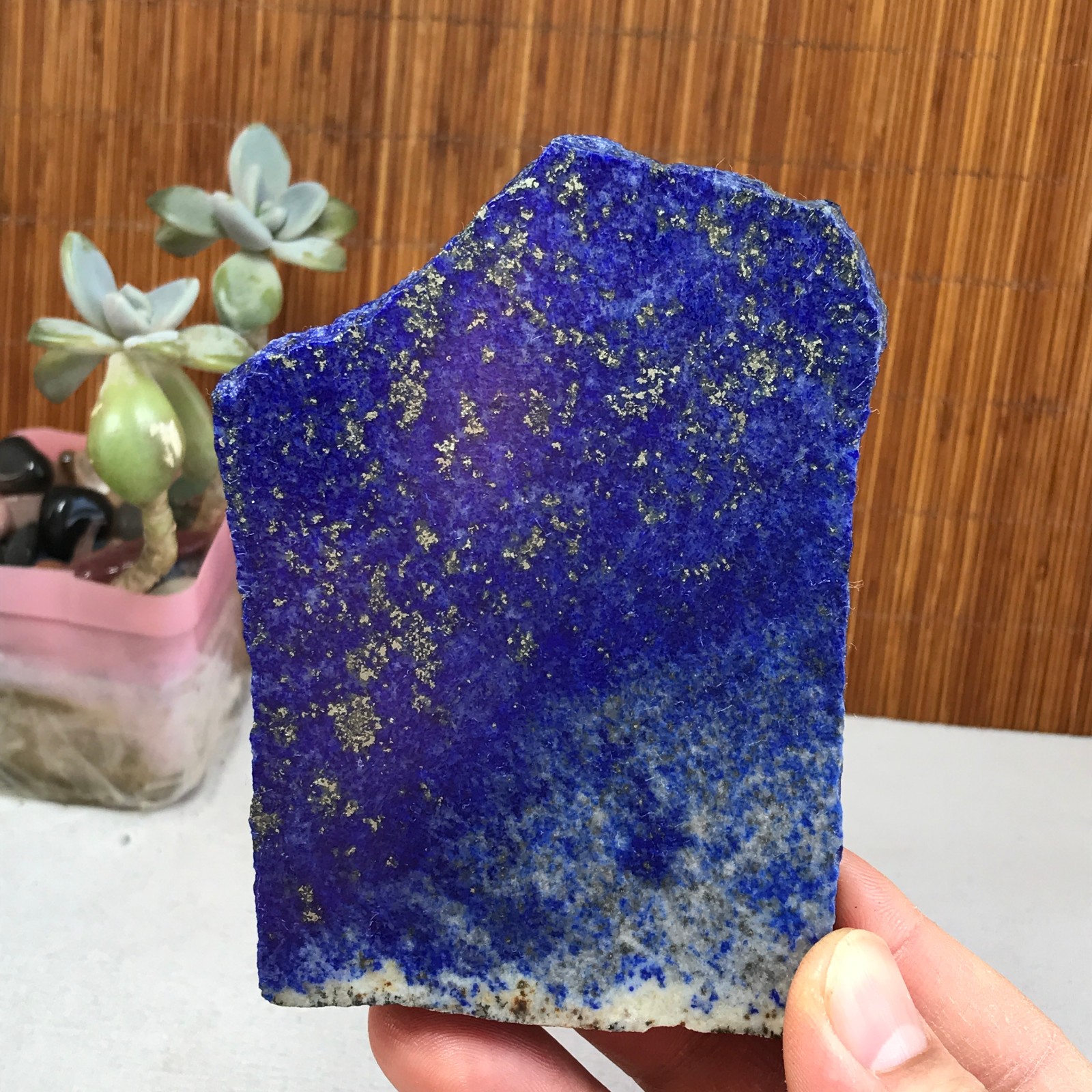 106-75-9mm Rare lapis lazuli Slab/Slice semi-precious stone specimen 149g A2912