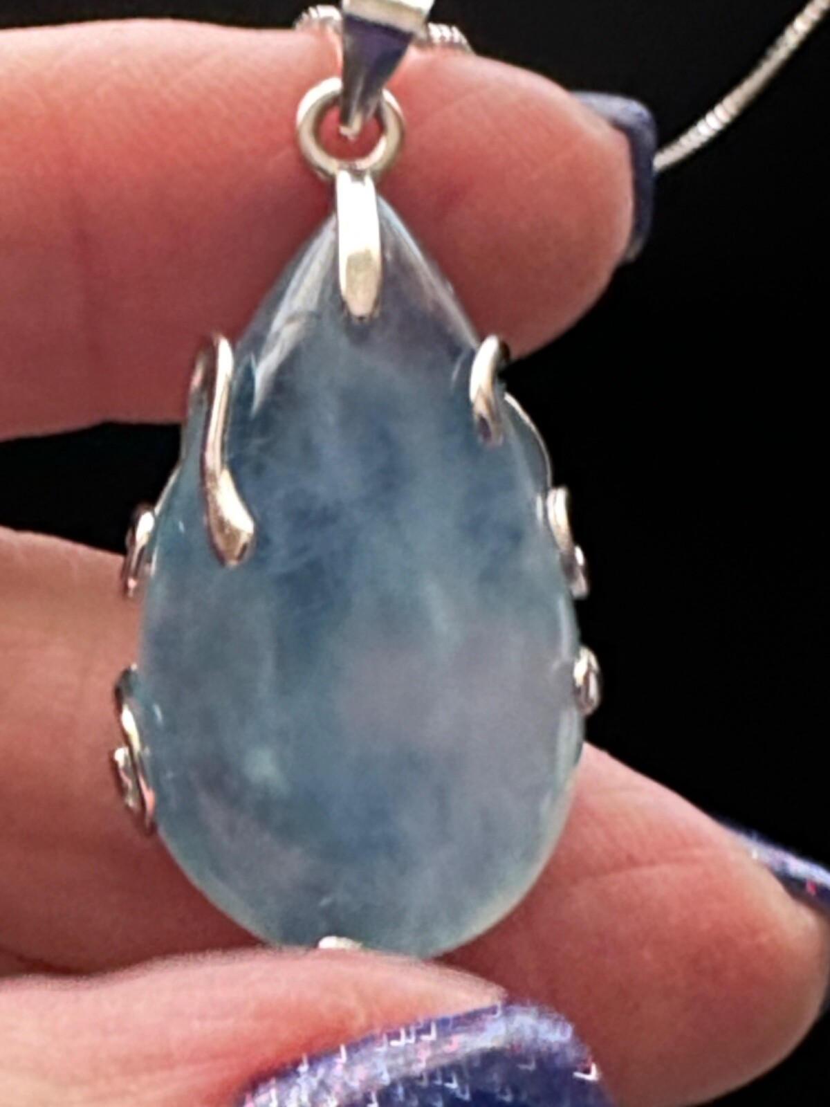 Aquamarine/Sterling Silver,Quartz Crystal,Metaphysical, Jewelry,Gem,Unique,Gift