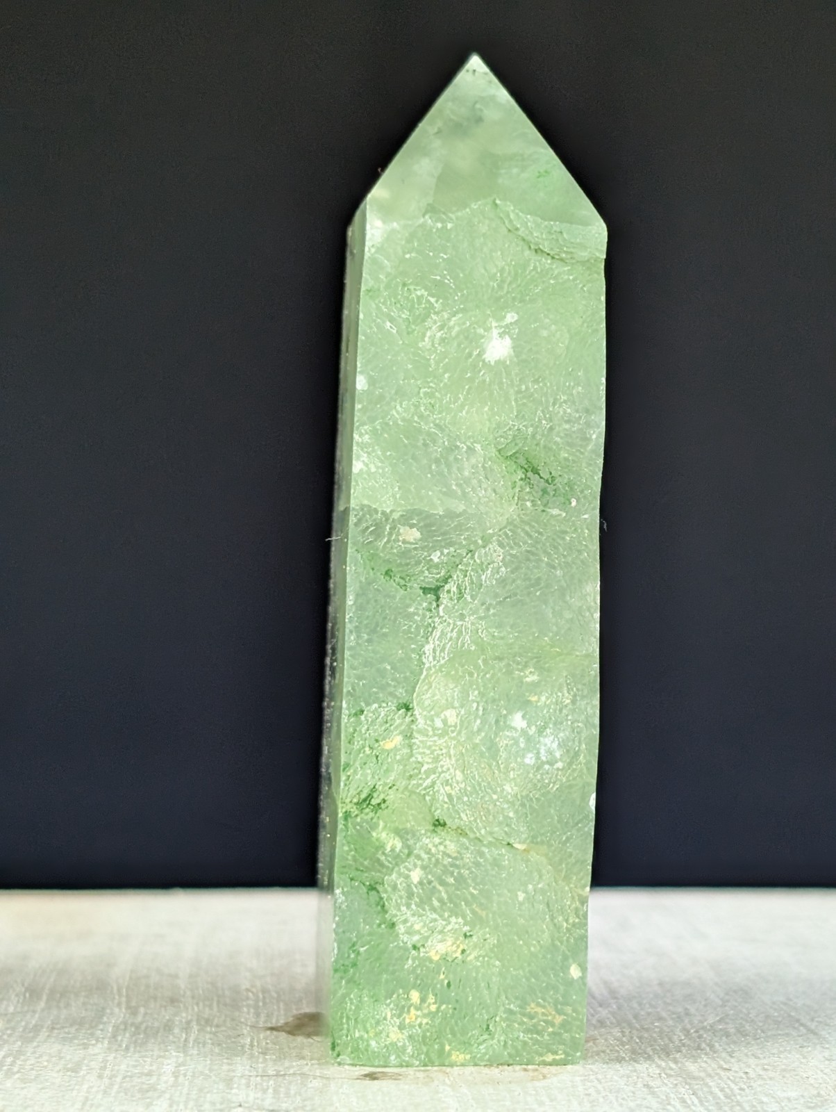 Prehnite Tower Point Crystal Raw Side Gemstone Wand Reiki