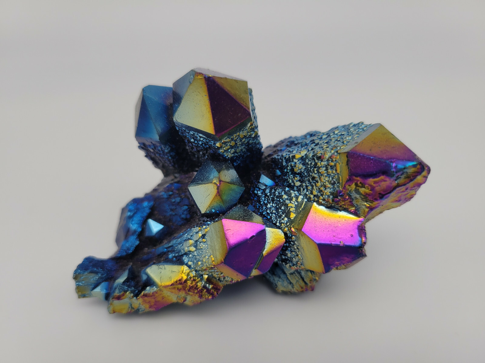 Rainbow clear crystal Titanium Bismuth Silicon Coating Cluster *4.9 ounces