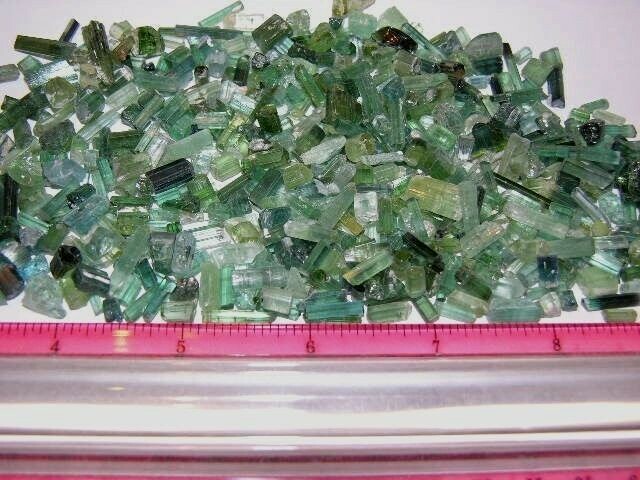 Tourmaline crystal blue green mixed grade 5-20mm 30 carat lots 20 + pieces