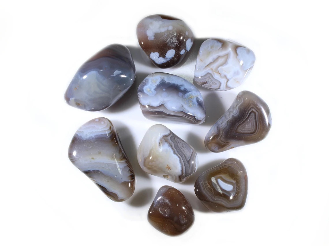 Gray Botswana Agate “A Grade” Tumbled Gemstones – Bulk Wholesale Options – 1 LB