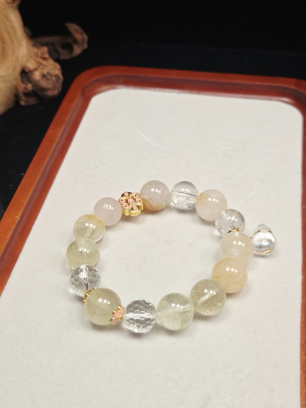 13mm Natural Quartz Crystal Bracelet – Translucent Healing Energy Bead Cuff