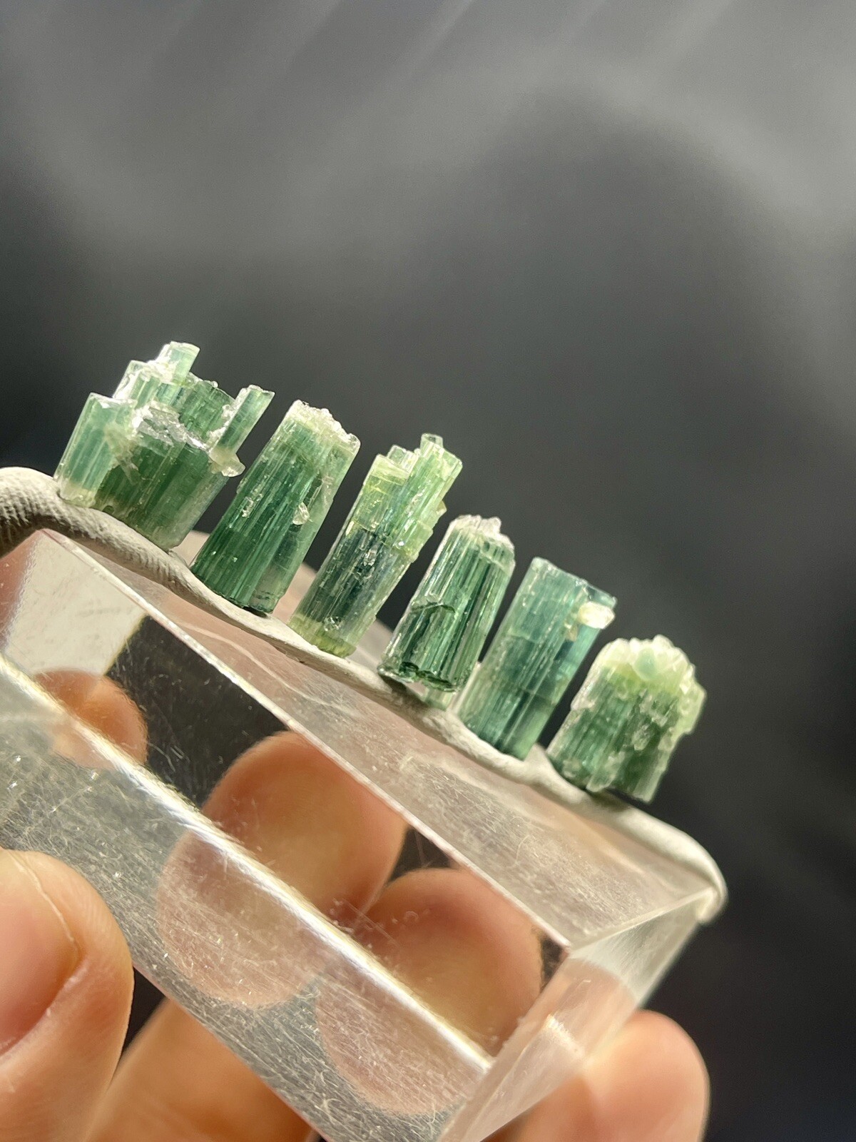 Well Terminated Spray Shape Green Tourmaline Crystals From Afghanistan