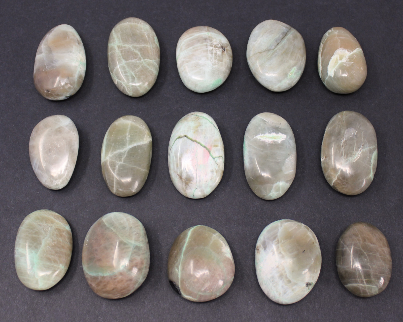 Garnierite Hand Polished Stones: Green Moonstone Pebbles, Palm Stone, Crystal