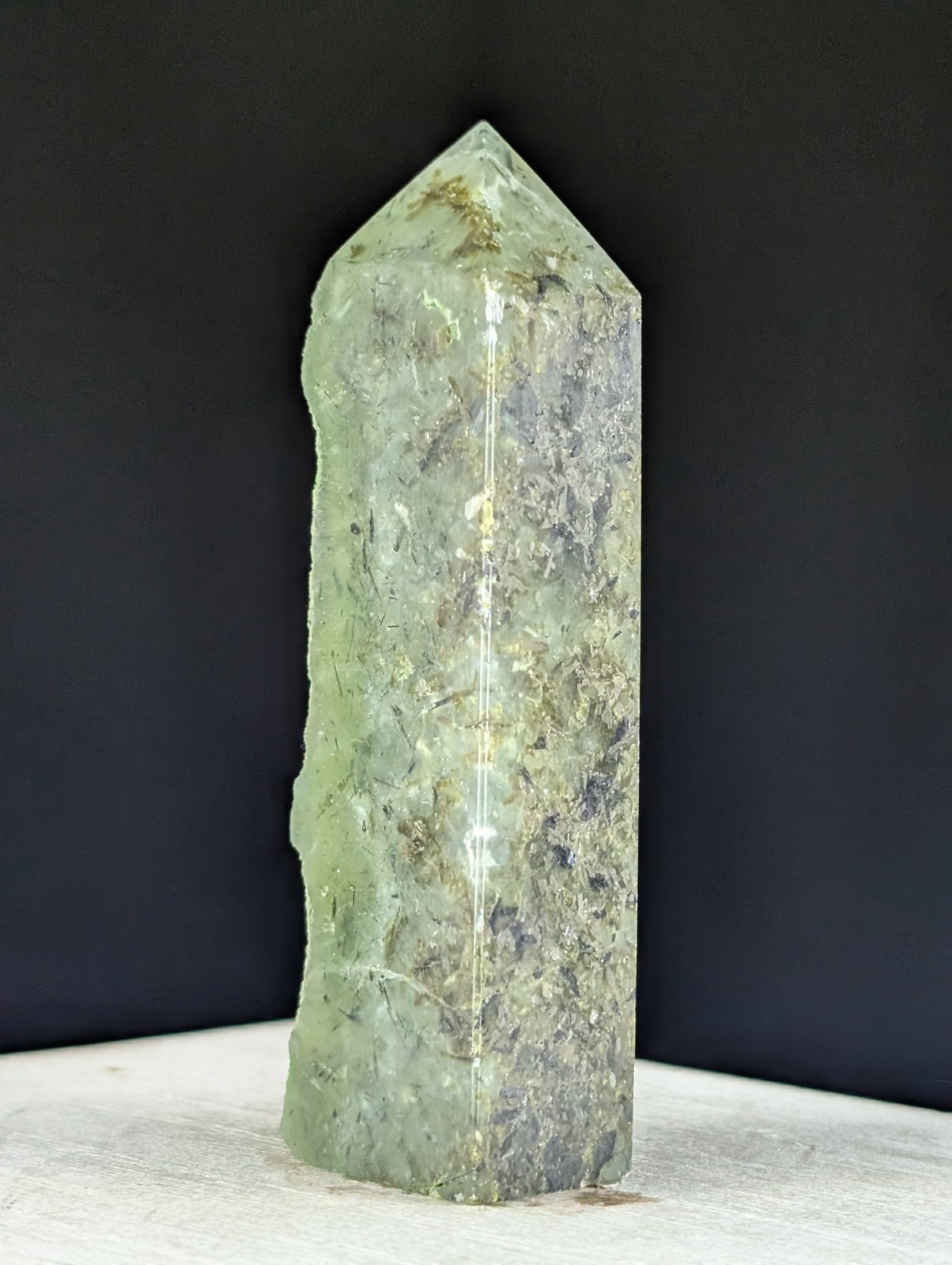 Prehnite Tower Point Crystal Raw Side Gemstone Chakra Reiki