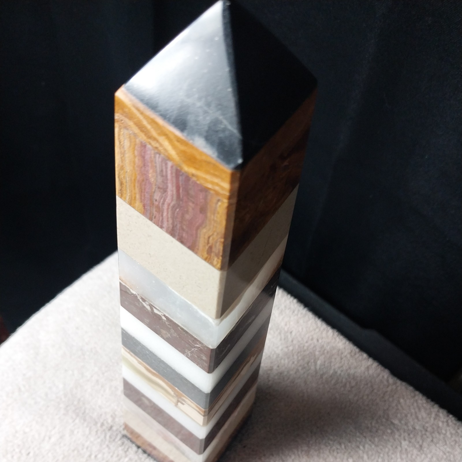 Natural muti stone layers Obelisk Tower Smooth Fully Polished 14″ 7 lb Real