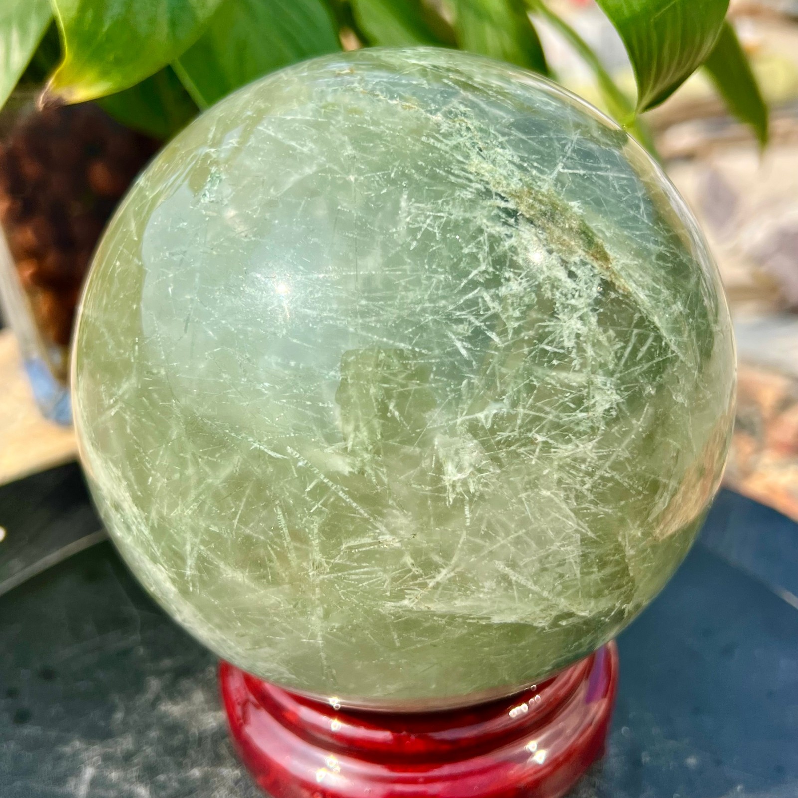 5.5LBNatural Green Phantom Quartz Sphere Crystal Ball Healing Decor