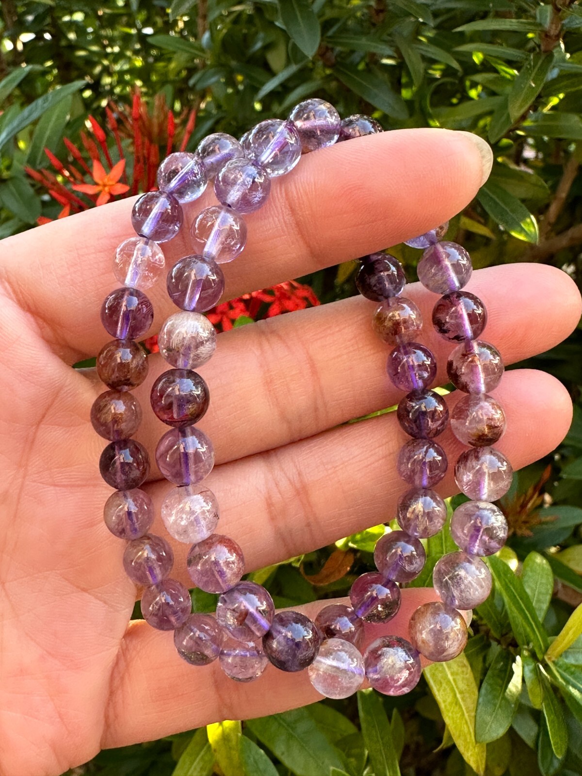 Grade A+++ Super 7 Crystal Bead Bracelet 7-8mm, Genuine Gemstone Bracelet