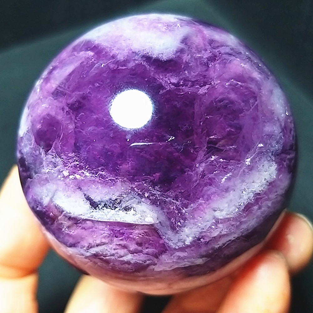 RARE 284g Natural Polishing Purple Silk Fluorite Crystal Ball Healing A4896
