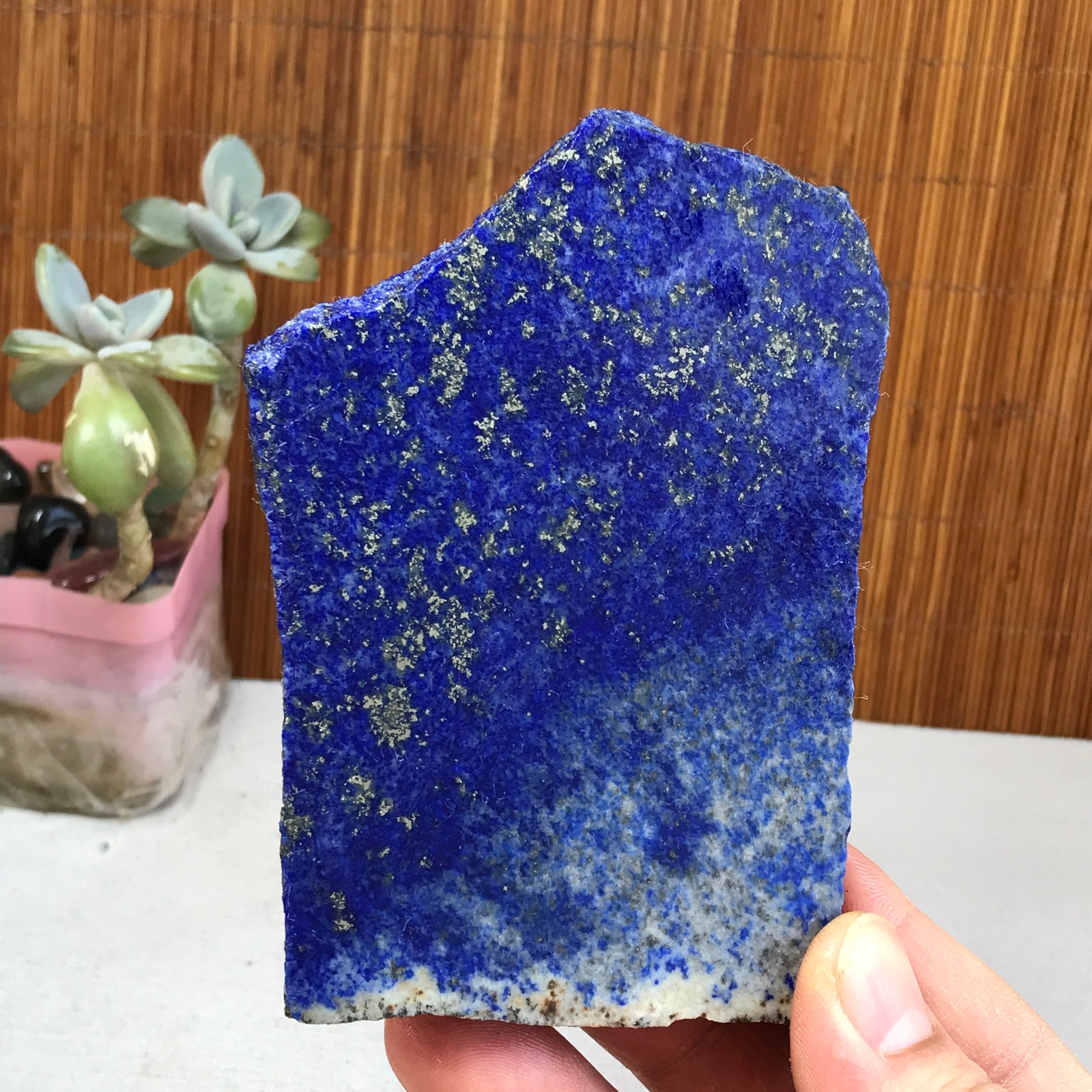 106-75-9mm Rare lapis lazuli Slab/Slice semi-precious stone specimen 149g A2912