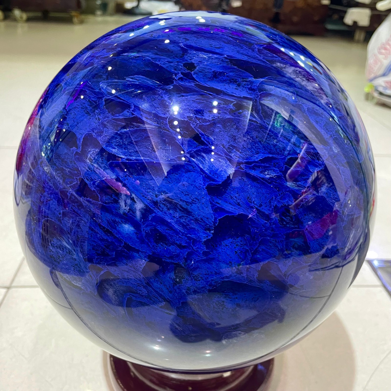 40.92LB High quality blue Smelting Quartz stone big ball Quartz Sphere