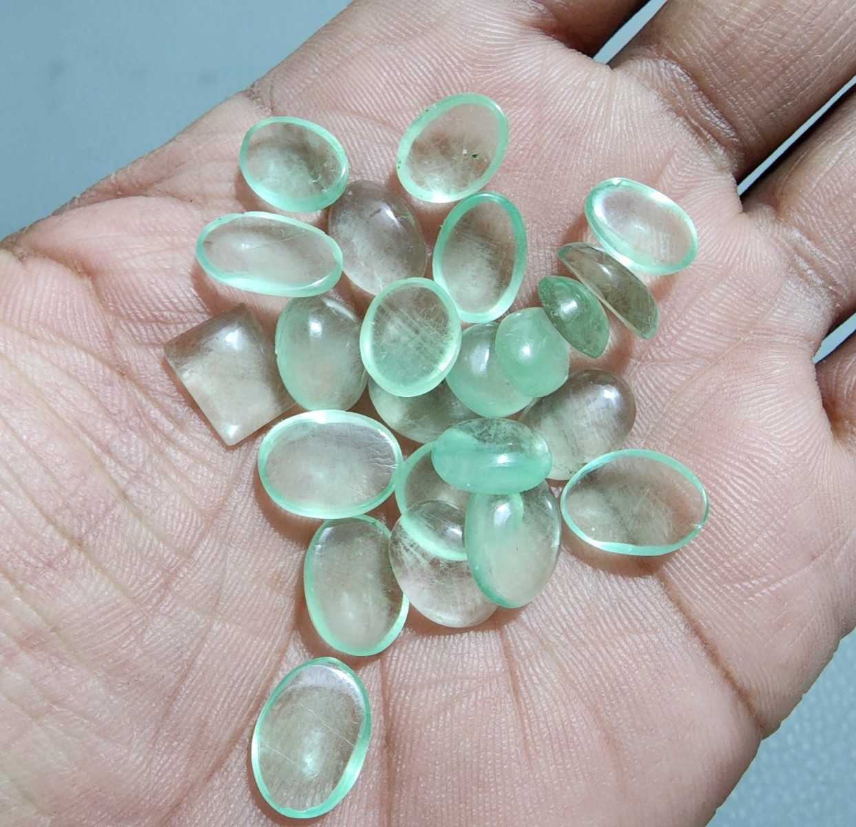 Wonderful Green Fluorite Cabochon Cut 14-9MM Loose Gemstones Lot 23 Pcs Polished