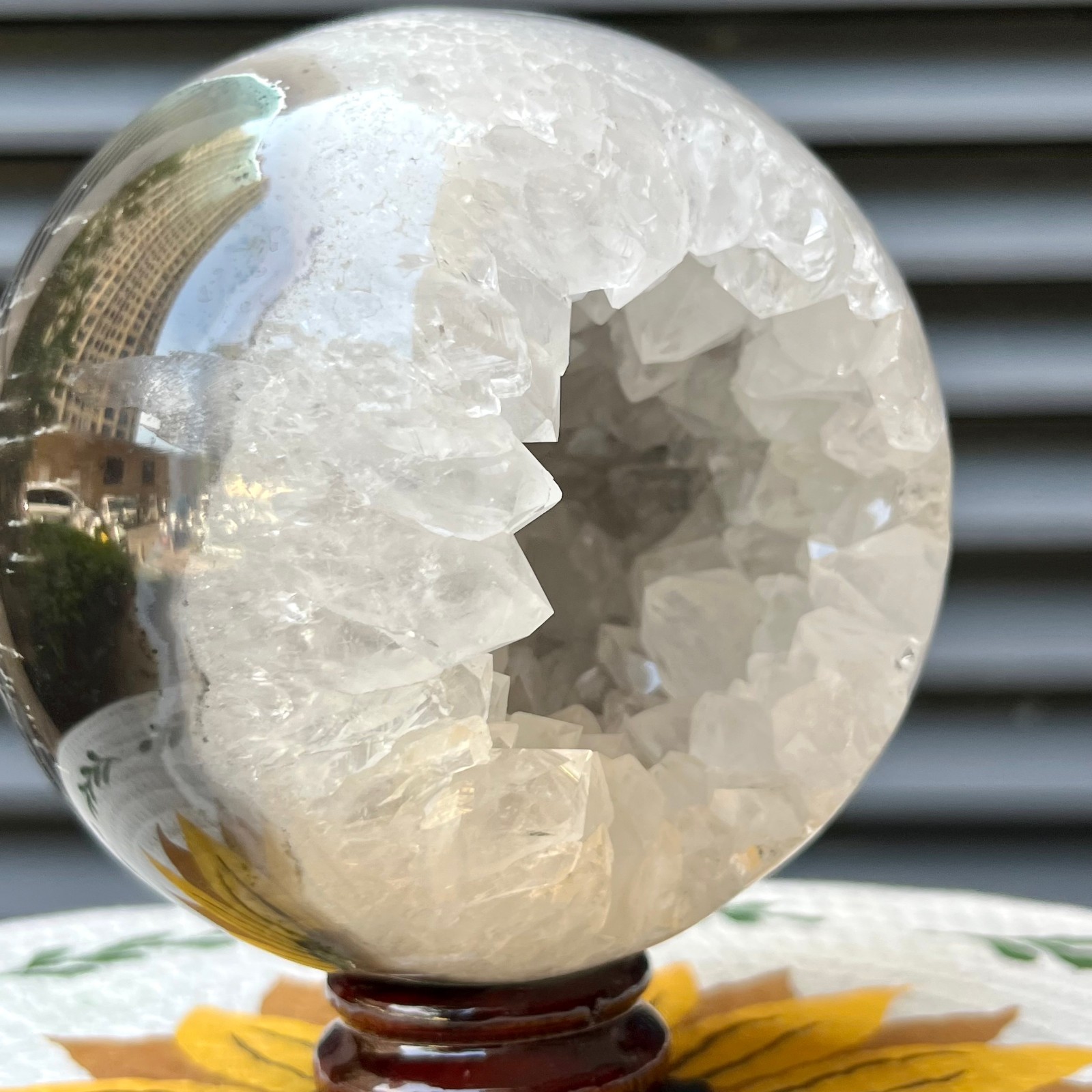 4 lb Natural White crystal Geode Sphere Crystal Druzy Ball Decor