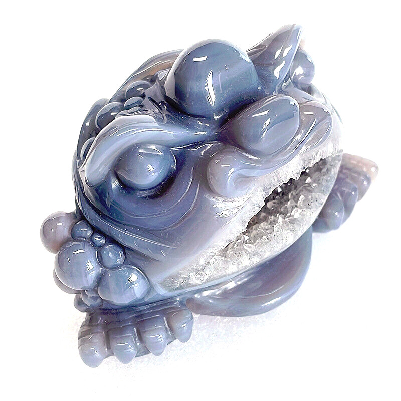 4.4 inch Natural Agate Carved Crystal Toad Skull,Super Realistic,Crystal Healing