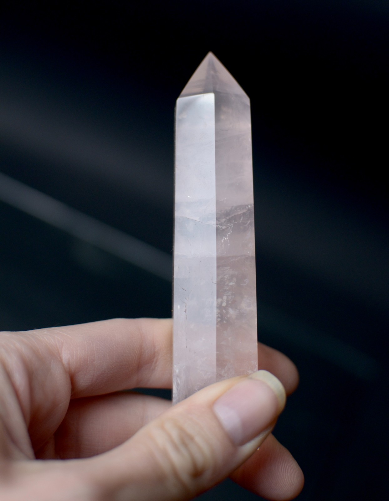 Mozambique Rose Quartz Tower | 4.5″ Luminous Blush Pink Crystal RQ202