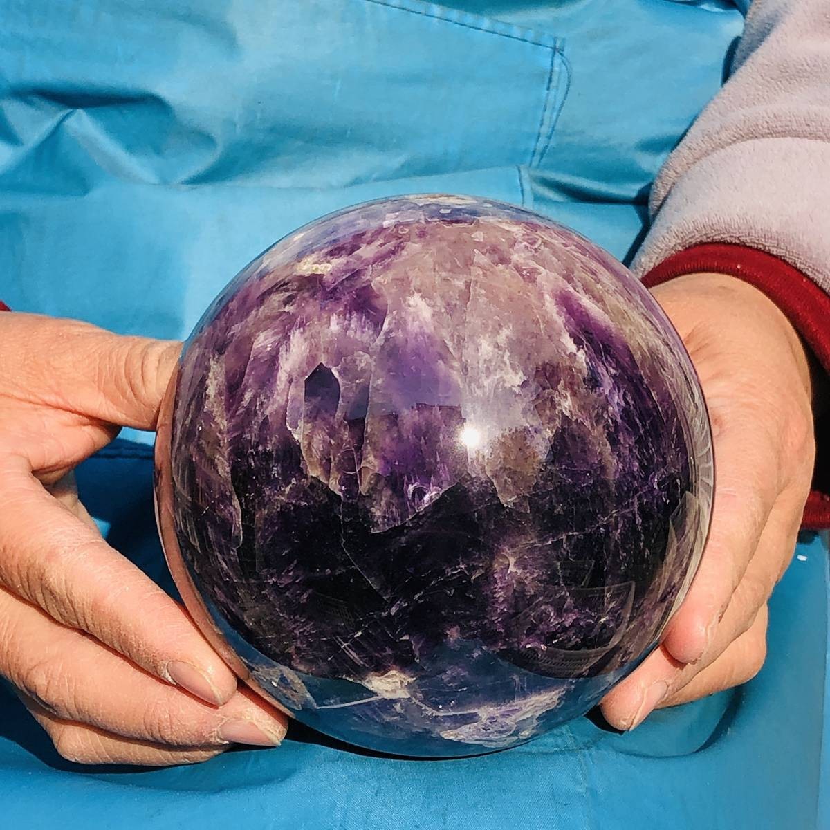 4.42LB Natural Dreamy Amethyst ball Quartz crystal Sphere Crystal Healing