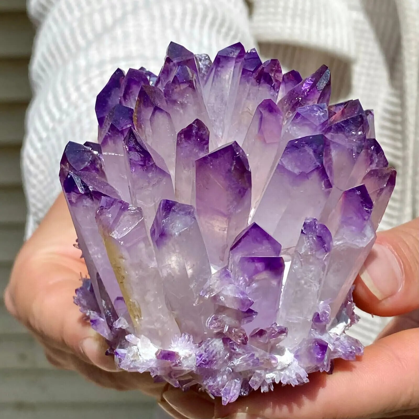 310g+ Raw Light Purple Phantom Amethyst Cluster Crystal Geode Specimens Ornament