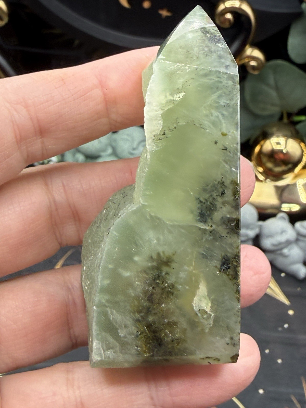 Natural Prehnite Points Raw polished great quality Free shipping