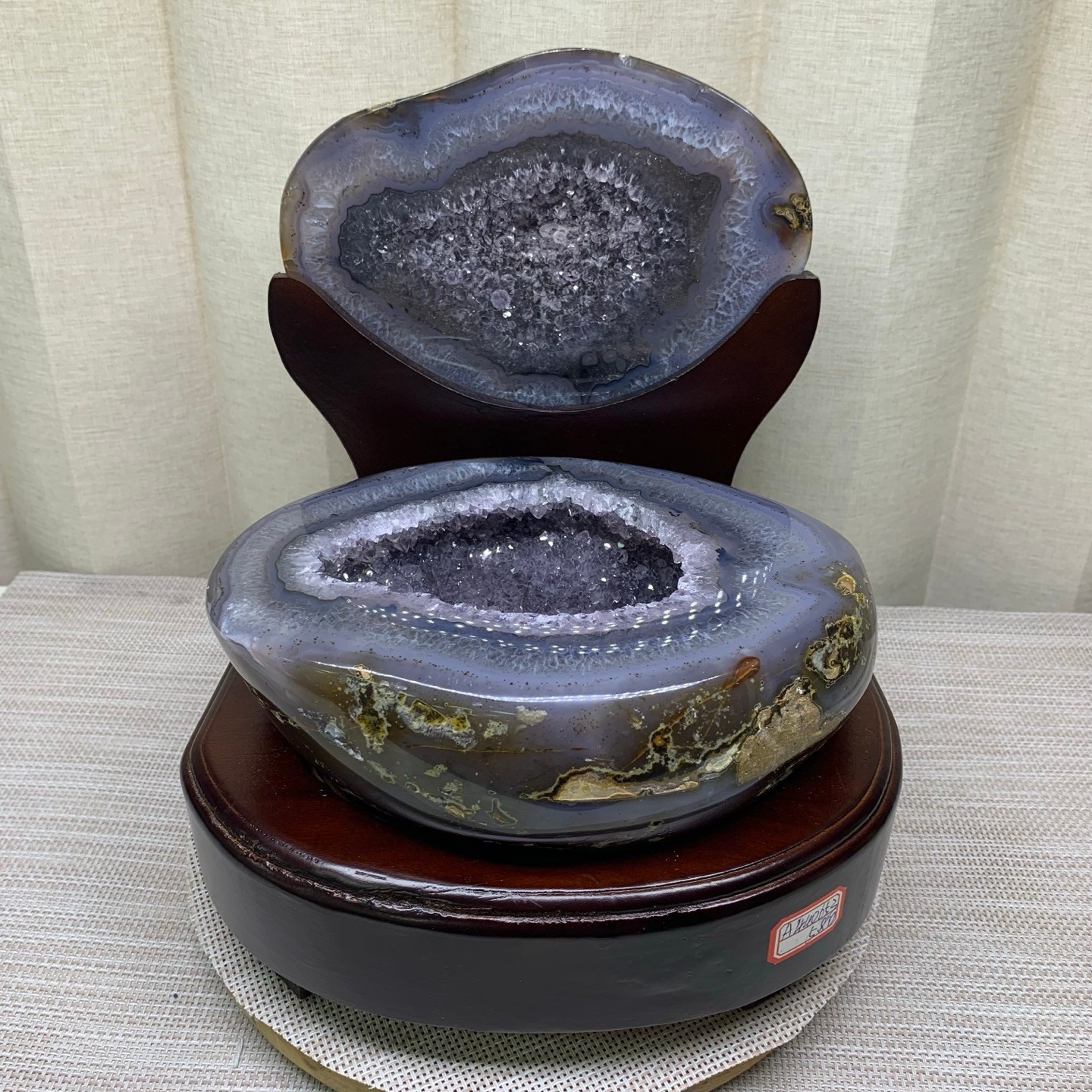 13LBNatural Agate Geode Crystal Cluster Wealth Treasure Bowl HomeDecor WithStand