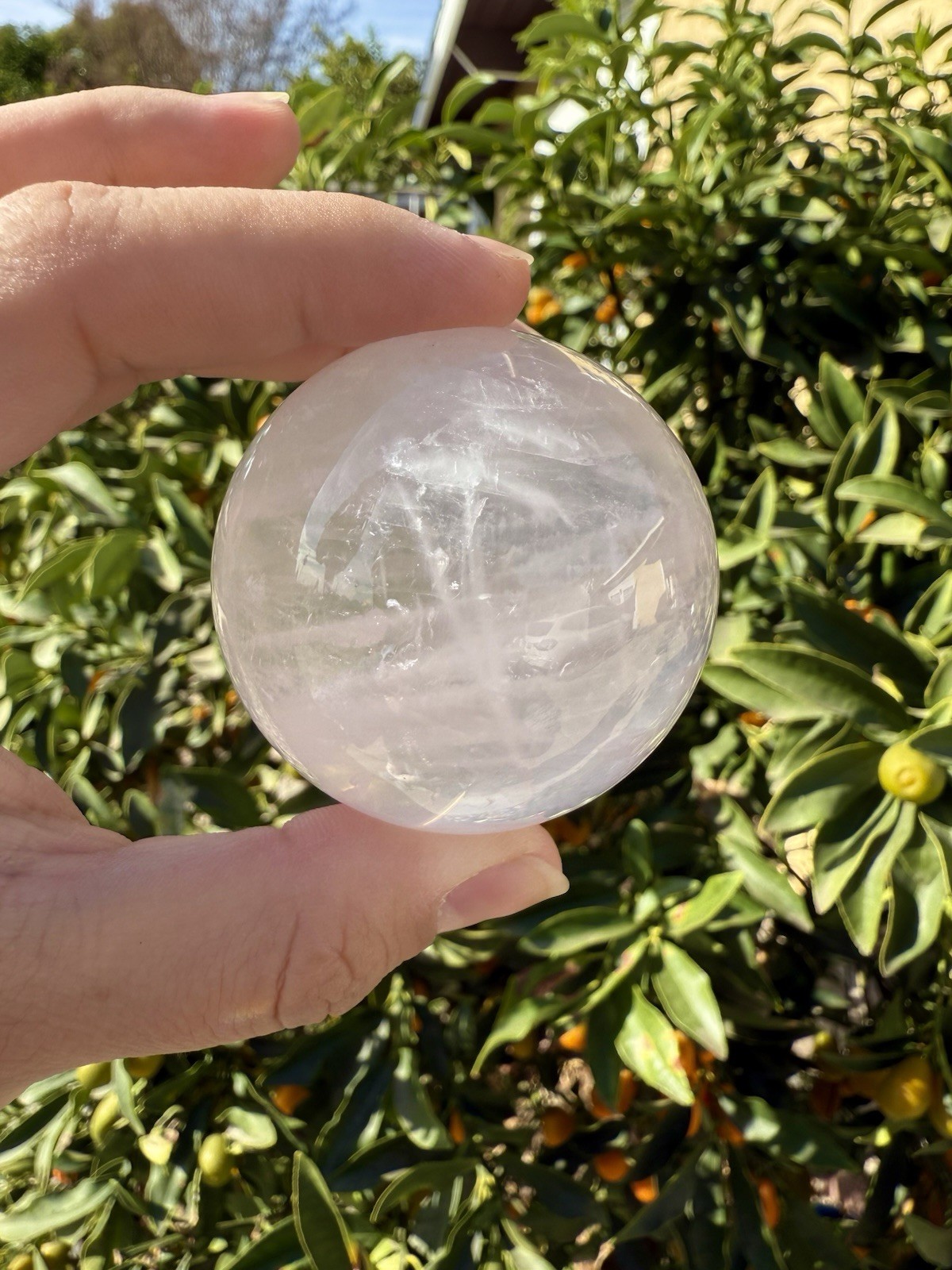 179g High Quality Star Rose Quartz Sphere with Asterism,A20