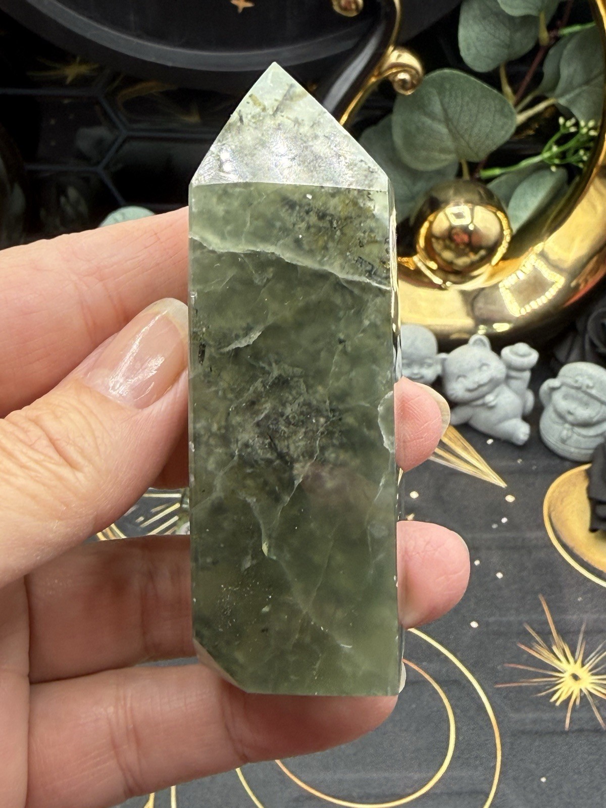 Natural Prehnite Points Raw polished great quality Free shipping