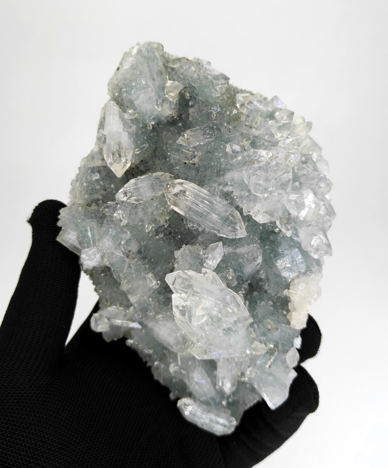 Natural Pointed Apophyllite Cluster on Quartz Minerals #594