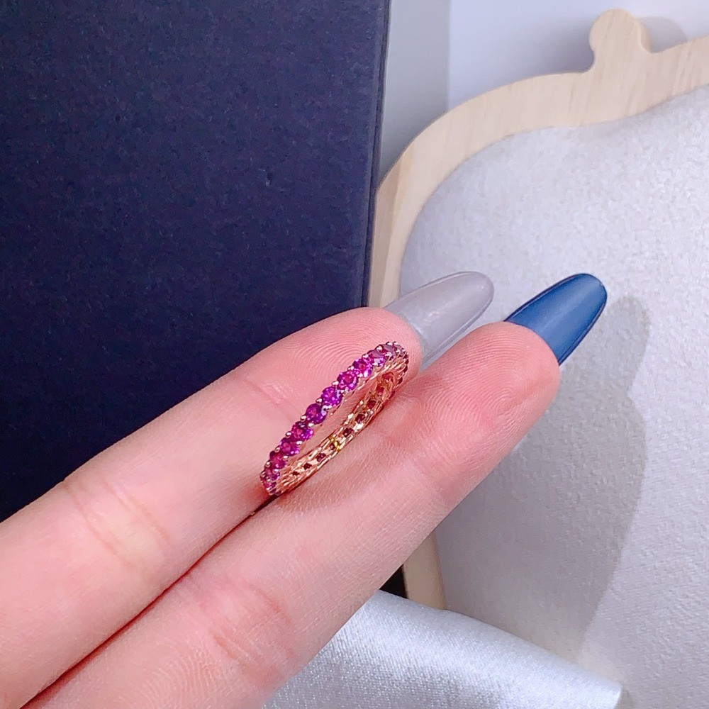 Natura garnet open Adjustable ring Gemstone Jewelry S925 Silver Plated 18K Gold